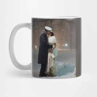 winter wedding kiss Mug